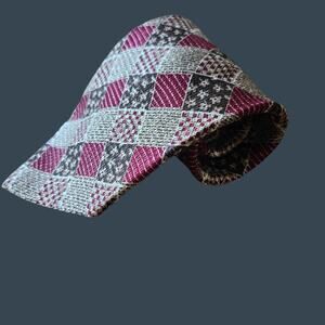 Men's Sesaci Red and Brown Multicolor Geometric Pattern Silk Tie